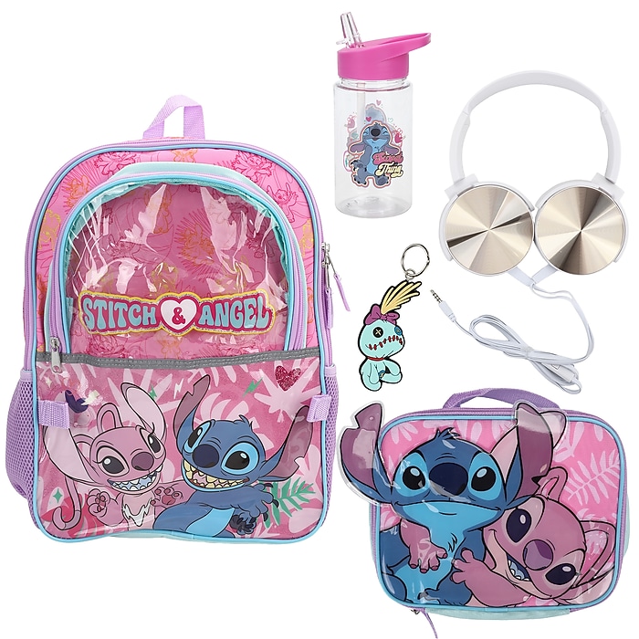 Bioworld Kids 4-Piece Stitch Backpack Set, Large, Pink, 4
