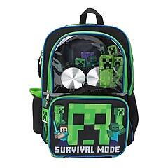Bioworld Kids 5-Piece Minecraft Backpack Set, Large, Green