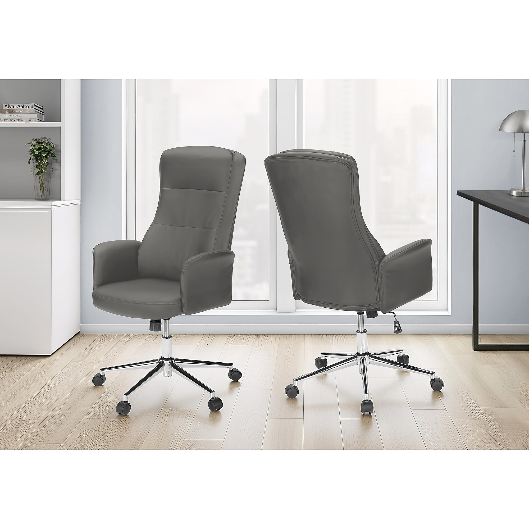 Monarch Specialties Inc. Ergonomic Faux Leather Swivel Executive Chair, Dark Grey (I 7375) Sansujyuku sansujyuku.com