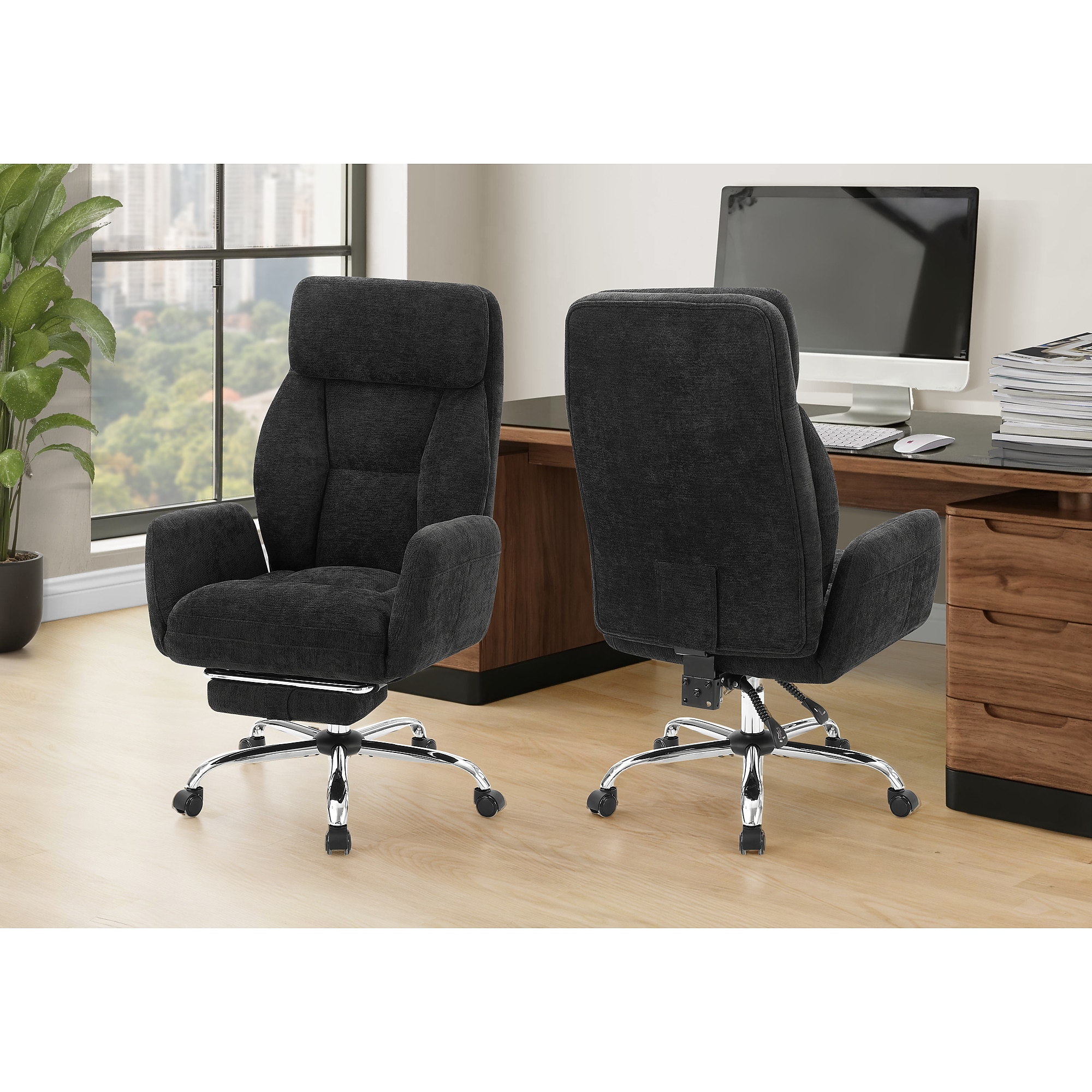 Monarch Specialties Inc. Ergonomic Fabric Swivel Executive Chair, Black (I 7273) Sansujyuku sansujyuku.com
