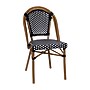 Flash Furniture Bordeaux Contemporary Aluminum and PE Rattan Bistro Stacking Chair, Black/White/Natural (SDA6421BKWHNAT)~#|#~sp312230194_sc7