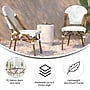 Flash Furniture Lourdes Contemporary Aluminum and PE Rattan Bistro Stack Chairs, White/Gray/Natural, Set of 2 (2SDA6421FWHGYNT)~#|#~sp312230212_sc7