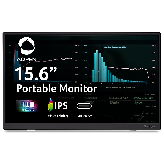 Aopen 16PM1Q Jbmiuux 15.6" FHD LCD Adaptive-Sync Portable Everyday Monitor, Not Adjustable (UM.ZP1AA.J02)~#|#~sp312587909_sc7