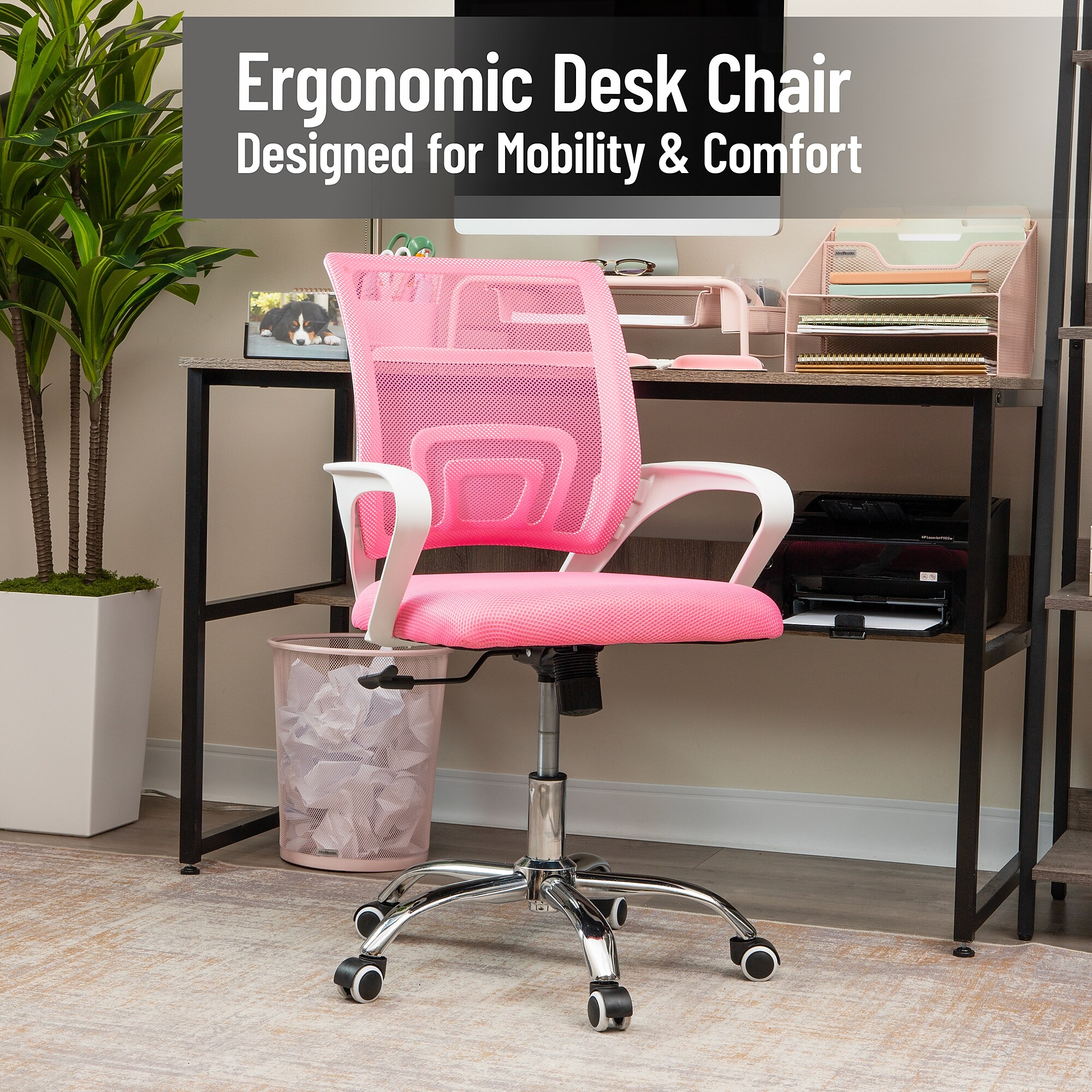 Mind Reader Ergonomic Mesh Swivel Computer and Desk Chair, Pink (OFFCHAIR-PNK) Sansujyuku sansujyuku.com