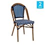 Flash Furniture Bordeaux Contemporary Aluminum and PE Rattan Bistro Stack Chairs, Navy/White/Natural, Set of 2 (2SDA6421NVYWHNT)~#|#~sp312927205_sc7