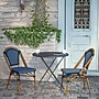 Flash Furniture Bordeaux Contemporary Aluminum and PE Rattan Bistro Stack Chairs, Navy/White/Natural, Set of 2 (2SDA6421NVYWHNT)~#|#~sp312927208_sc7