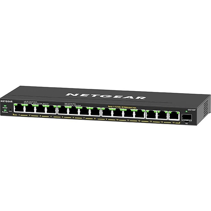 Netgear GS316EP 15 Gigabit Ethernet PoE Smart Switch, 1000 Mbps