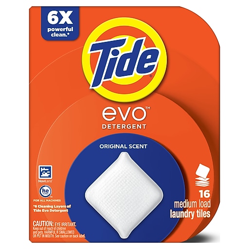 Tide evo Laundry Detergent Tiles, Original Scent, 16 Tiles/Box