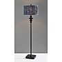 Adeso Samira 61"H Black Floor Lamp with Soft Pleated Blue Printed Fabric Shade (1652-01)~#|#~sp314780663_sc7