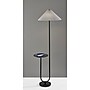 Adesso Uma 63"H Black Floor Lamp with KD White Knife Pleated Fabric Shade (2623-01)~#|#~sp314780696_sc7