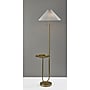 Adesso Uma 63"H Antique Brass Floor Lamp with KD White Knife Pleated Fabric Shade (2623-21)~#|#~sp314780719_sc7