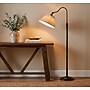 Adesso Shiloh 63"H Black Floor Lamp with Soft Pleated Oatmeal Linen Shade (1578-01)~#|#~sp314780790_sc7