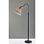 Adesso Shiloh 63"H Black Floor Lamp with Soft Pleated Oatmeal Linen Shade (1578-01)~#|#~sp314780793_sc7