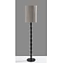 Adesso Amos 63"H Black Floor Lamp with Soft Pleated Oatmeal Linen Shade (1643-01)~#|#~sp314780862_sc7