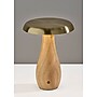Adesso Naya 9.25"H LED Table Lamp, Natural Wood/Antique Brass Metal Shade (3196-12)~#|#~sp314842445_sc7