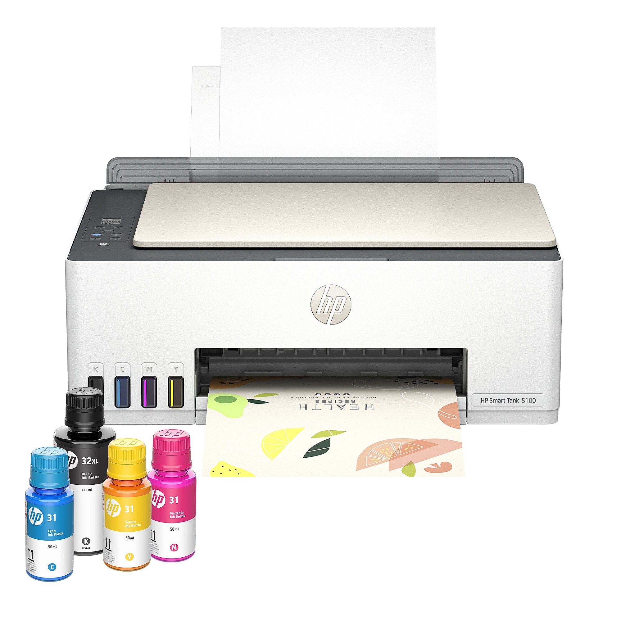 HP Smart Tank 5100 Wireless All-in-One Supertank Printer, Up to 3 Years of Ink Included (9B2D1A) Sansujyuku sansujyuku.com