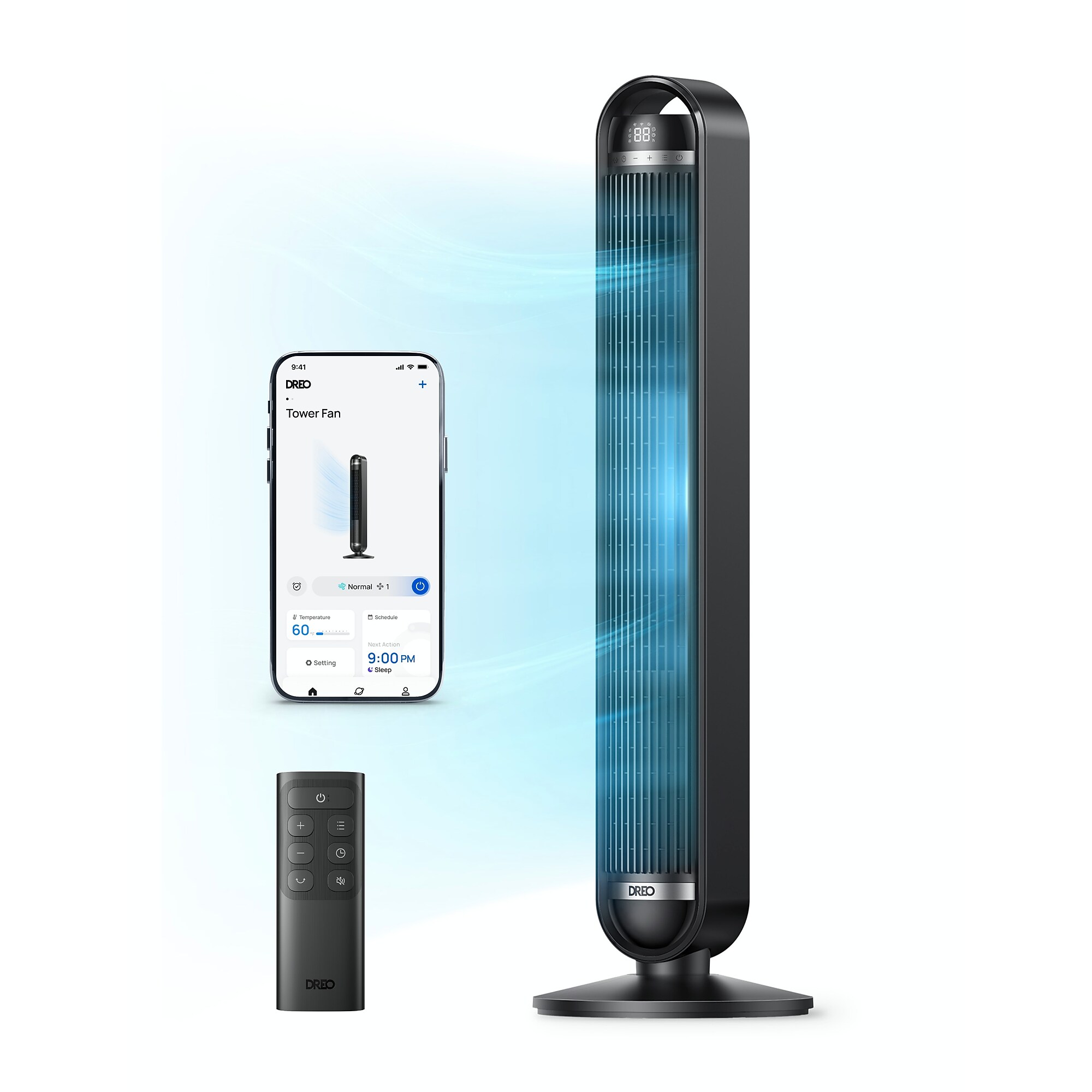 DREO Oscillating Tower Fan, 9-Speed, Black (DRHTF011S) Sansujyuku sansujyuku.com