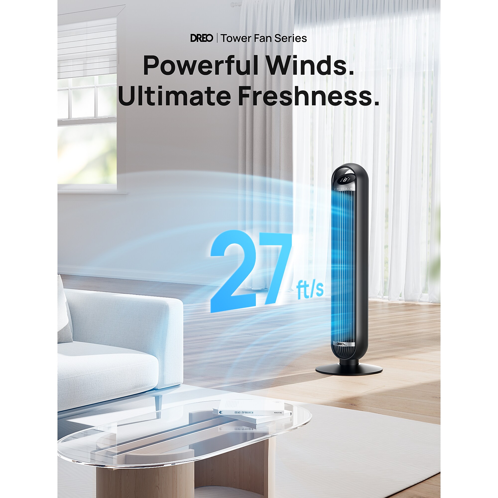 Dreo 36″ Oscillating Tower Fan, 8-Speed, Black (DRHTF013S) Sansujyuku sansujyuku.com