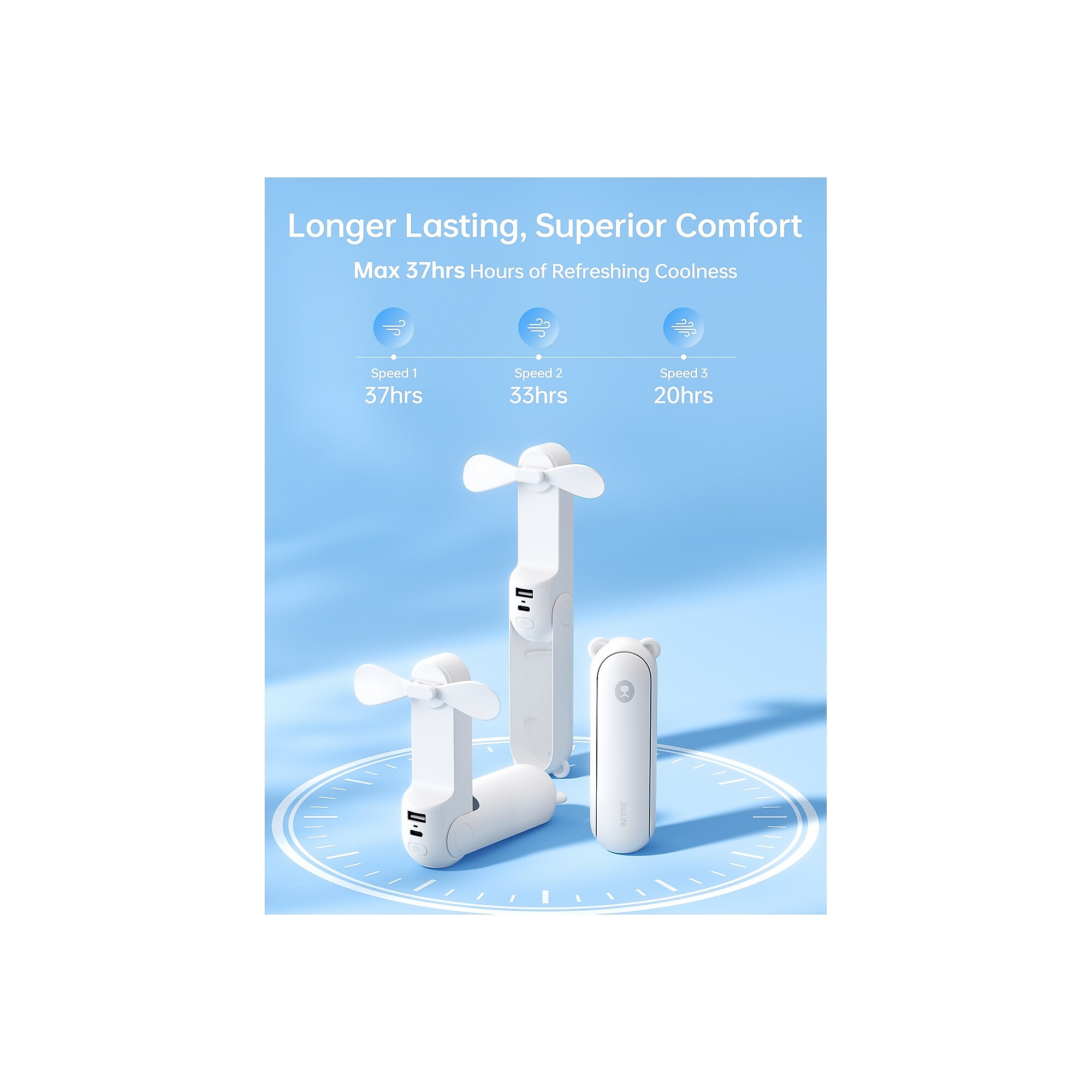 JisuLife Life8X Handheld Fan, White, 2/Kit (FHL08POWH-KIT-2) Sansujyuku sansujyuku.com