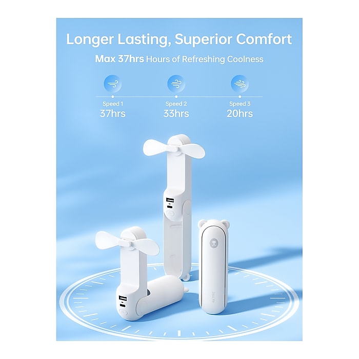 JisuLife Life8X Handheld Fan, White, 2/Kit (FHL08POWH-KIT-2) | Staples