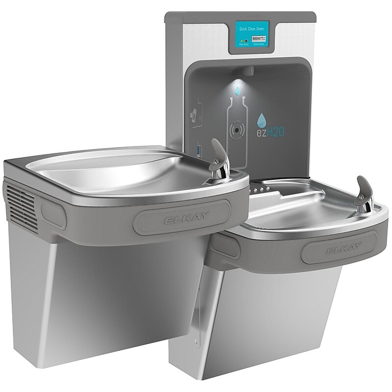 Elkay Enhanced EZH2O Bottle Filling Station, & Versatile Bi-Level ADA Cooler, Filtered 8 GPH Stainless (LZSTL8WSSP) image 1