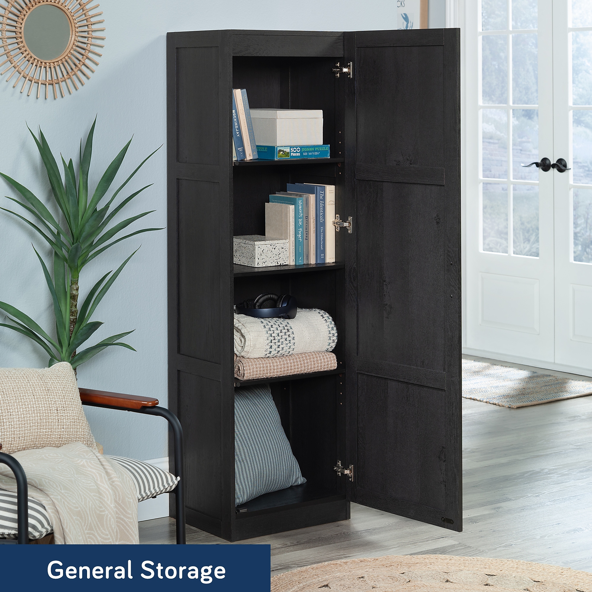 Sauder Select 60″H Storage Cabinet with 3 Shelves, Raven Oak (446897) Sansujyuku sansujyuku.com
