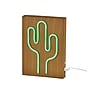 Simplee Adesso LED Wood Framed Neon Cactus Table/Wall Lamp, 9"H, Brown/Multi-Color (SL3721-12)~#|#~sp318931612_sc7