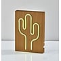 Simplee Adesso LED Wood Framed Neon Cactus Table/Wall Lamp, 9"H, Brown/Multi-Color (SL3721-12)~#|#~sp318931619_sc7