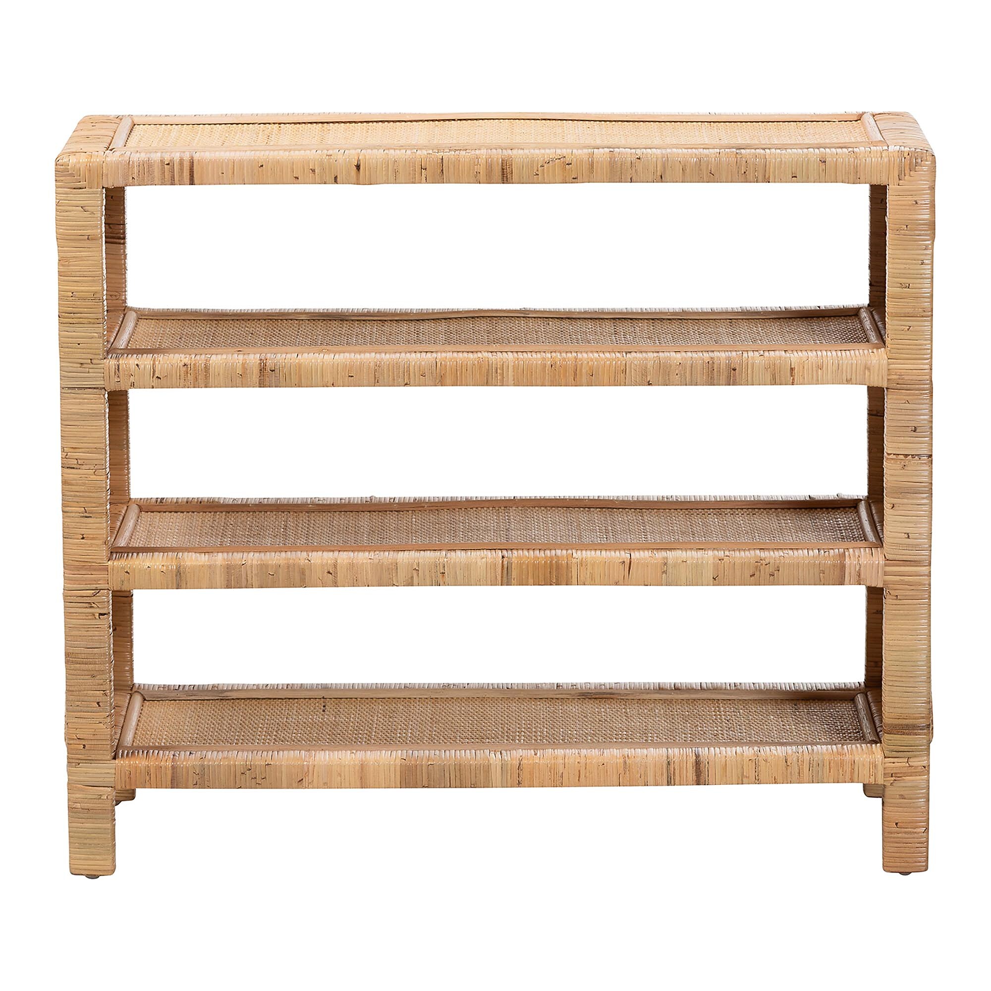 bali & pari Abelia 30″ H 4-Tier Natural Rattan Display Shelf, Natural (262-14416-HiT) Sansujyuku sansujyuku.com