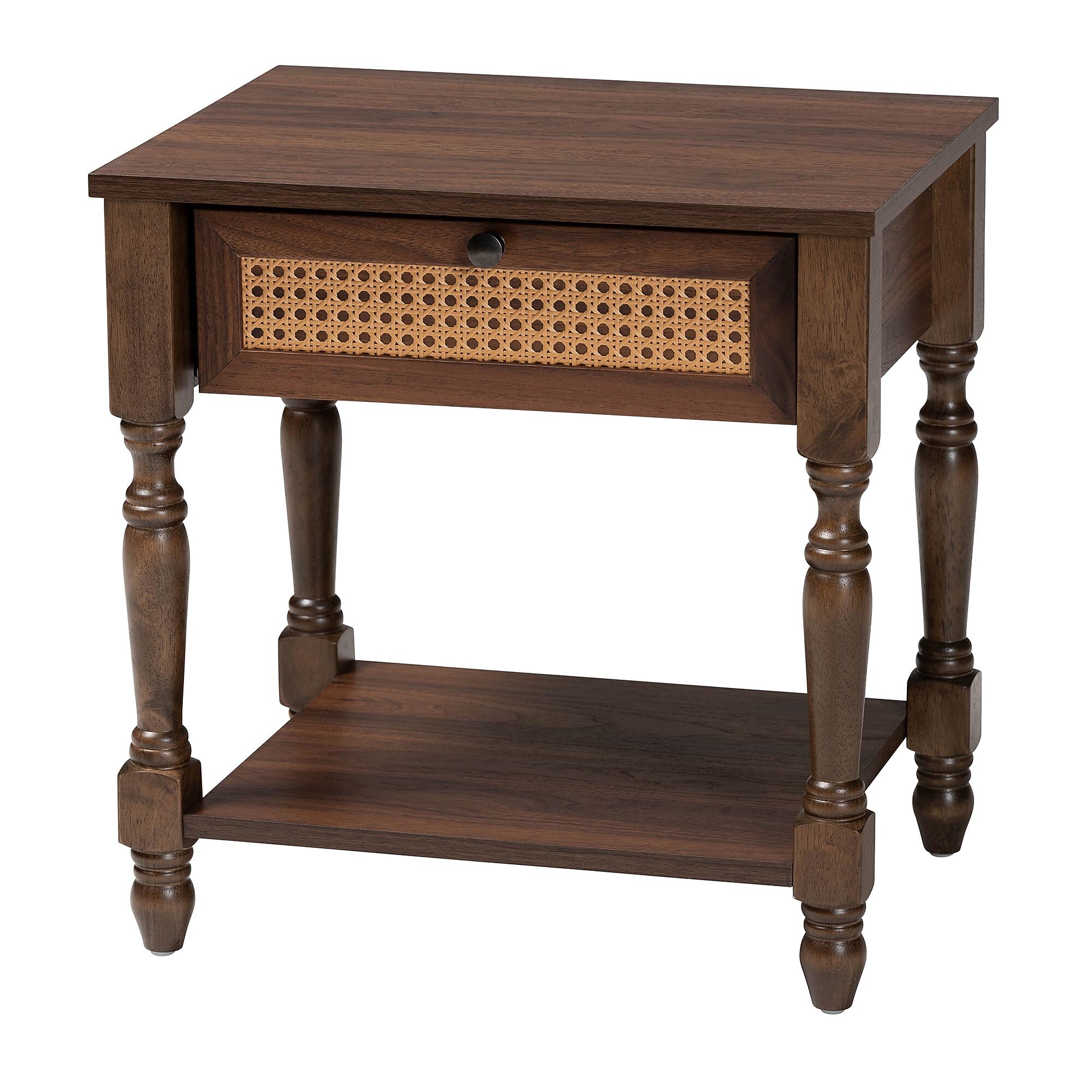 Baxton Studio Roden 20.5″ H Wood and Rattan Nightstand, Dark Brown (247-13771-HiT) Sansujyuku sansujyuku.com