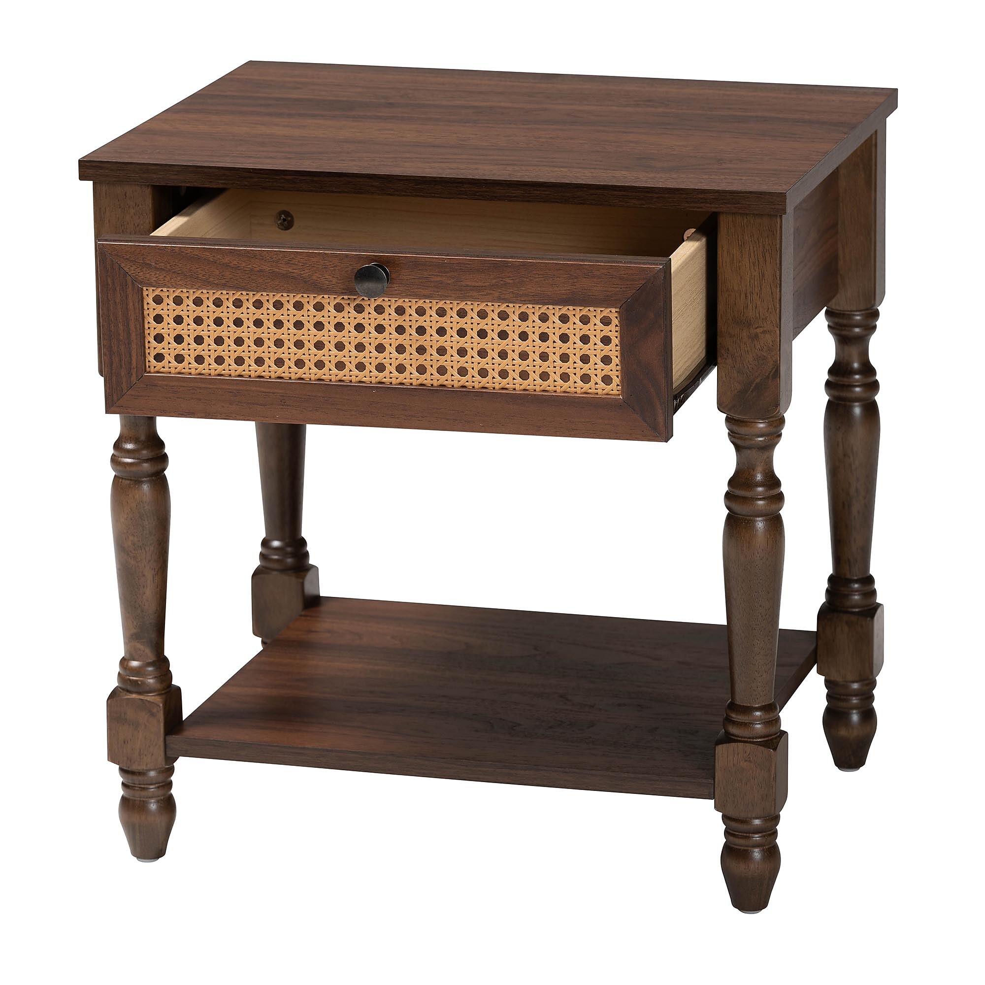 Baxton Studio Roden 20.5″ H Wood and Rattan Nightstand, Dark Brown (247-13771-HiT) Sansujyuku sansujyuku.com