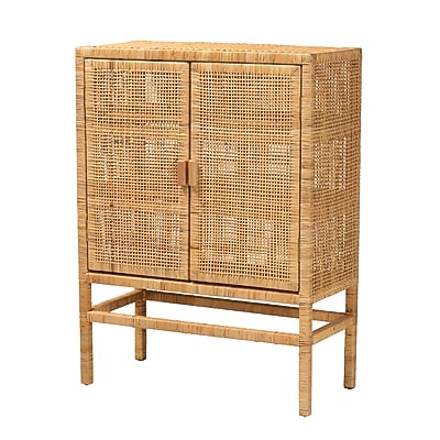 bali & pari Vivan 44.1″ H Rattan and Mahogany Wood Storage Cabinet, Light Honey (228-13134-HiT) Simolary simolary.com