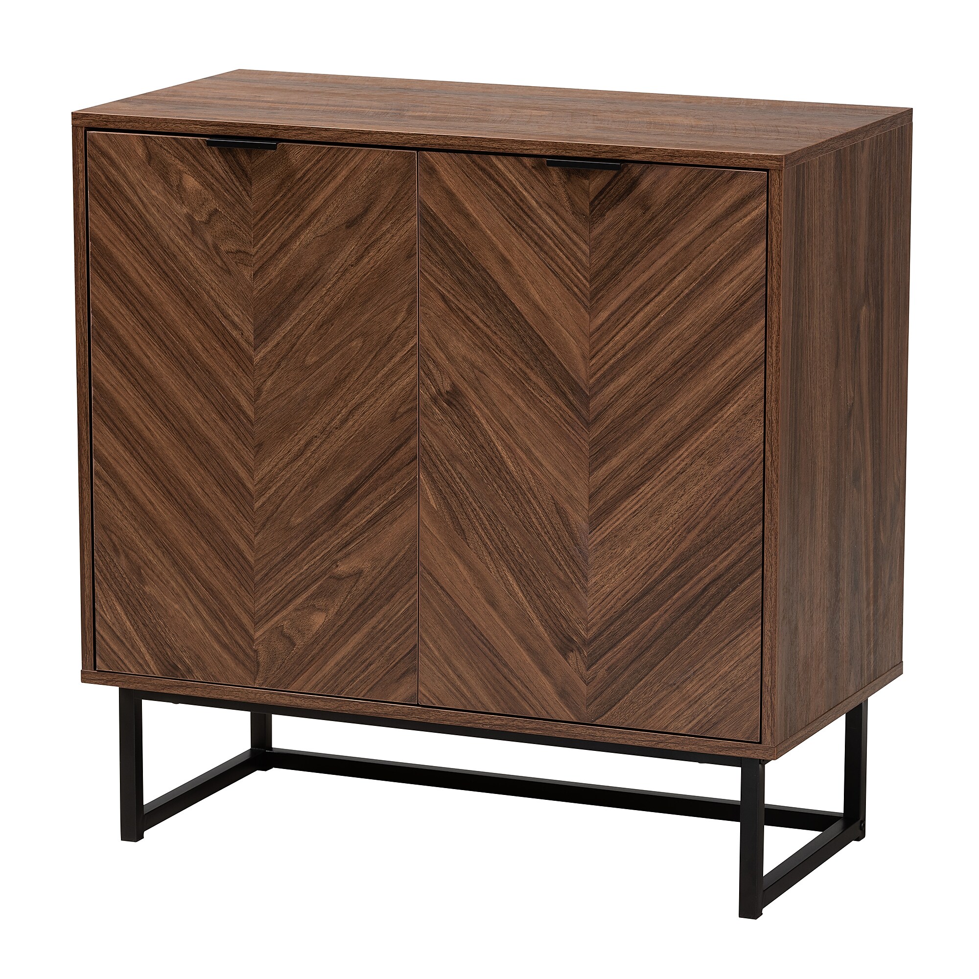 Baxton Studio Sadia 31.5″ H Wood Storage Cabinet, Walnut Brown and Black (226-12917-HiT) Sansujyuku sansujyuku.com