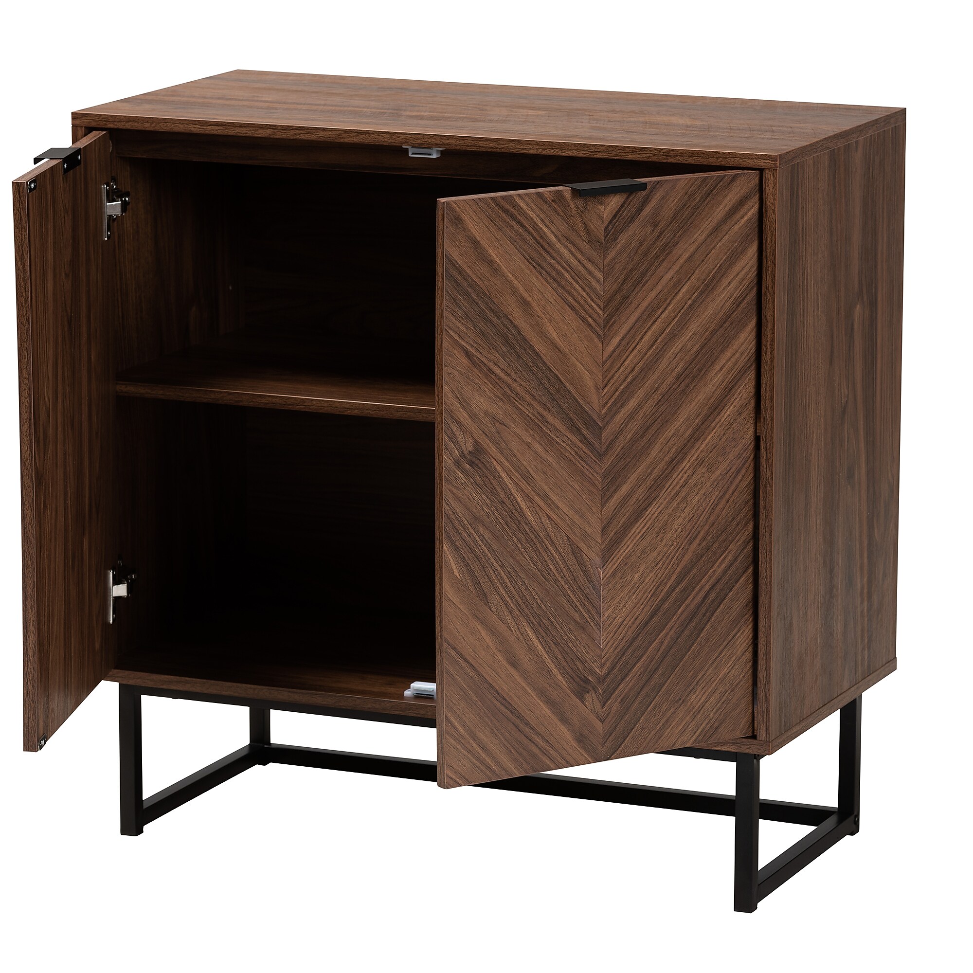 Baxton Studio Sadia 31.5″ H Wood Storage Cabinet, Walnut Brown and Black (226-12917-HiT) Sansujyuku sansujyuku.com