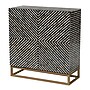 Baxton Studio Belenus 30" H Mother of Pearl Storage Cabinet, Herringbone Black and Brass (240-13472-HiT)~#|#~sp320332327_sc7