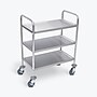 Luxor Utility Cart 3-Shelf Laminate/Steel Mobile Utility Cart with Lockable Wheels, Stainless Steel (L100S3)~#|#~sp320371589_sc7