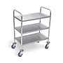 Luxor Utility Cart 3-Shelf Laminate/Steel Mobile Utility Cart with Lockable Wheels, Stainless Steel (L100S3)~#|#~sp320371597_sc7
