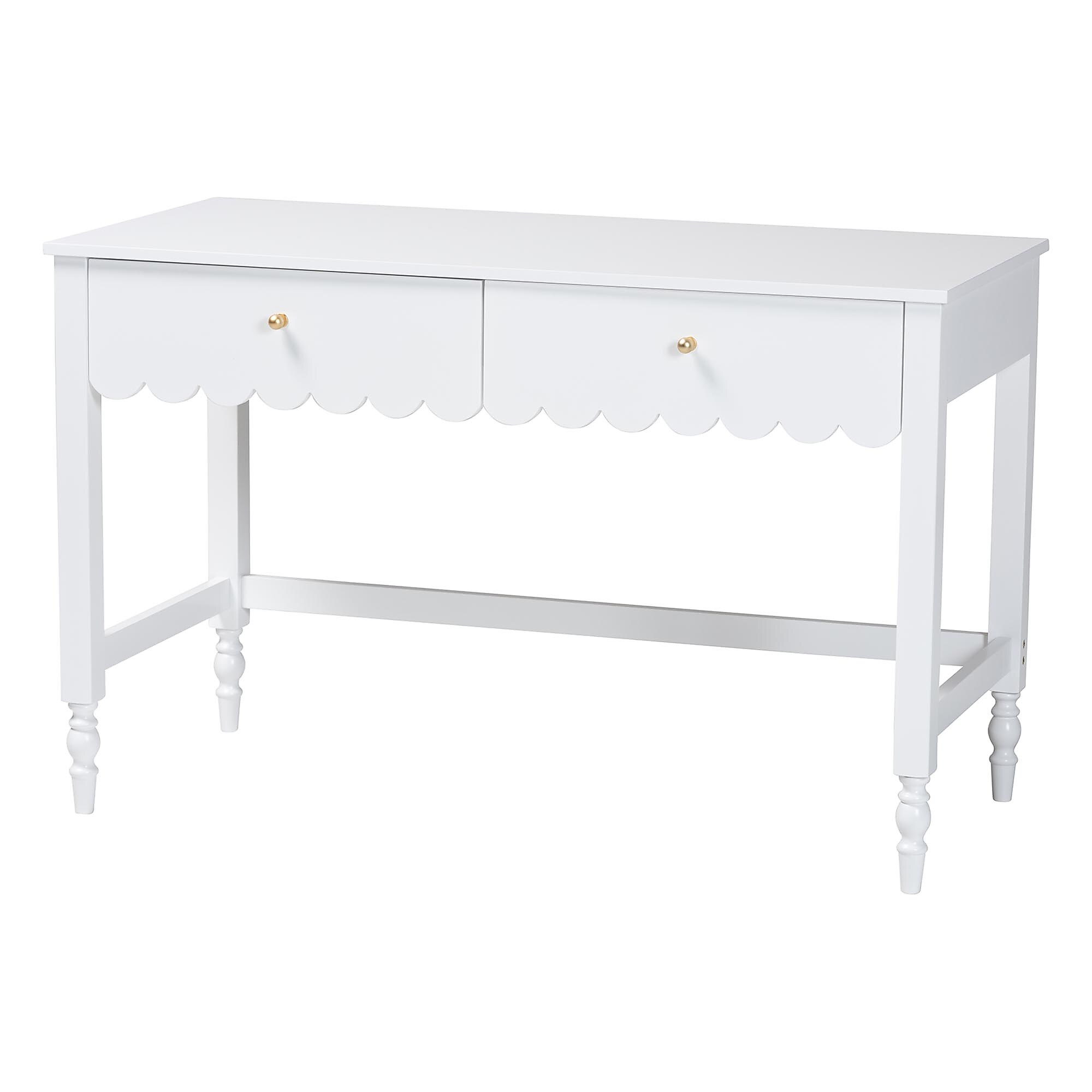 Baxton Studio Roni 47″ Wood Writing Desk, White (266-14491-HIT) Sansujyuku sansujyuku.com