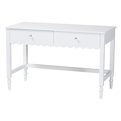 Baxton Studio Roni 47″ Wood Writing Desk, White (266-14491-HIT) Sansujyuku sansujyuku.com