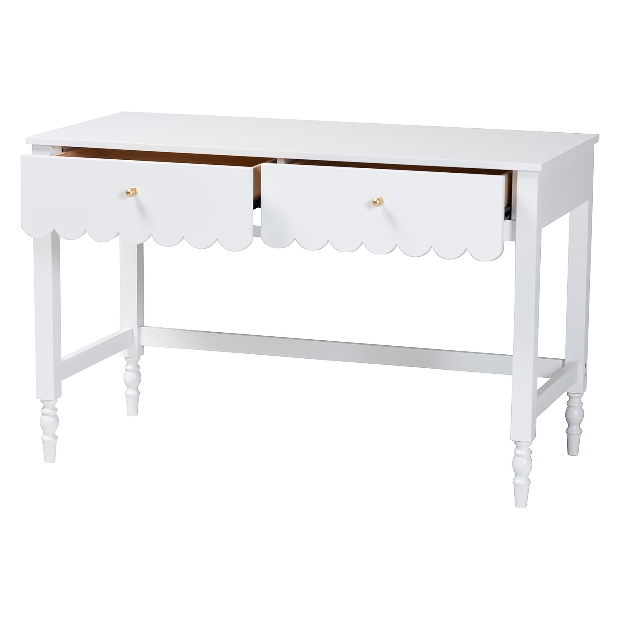 Baxton Studio Roni 47″ Wood Writing Desk, White (266-14491-HIT) Sansujyuku sansujyuku.com