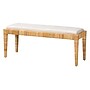 bali & pari Sofia Natural Rattan and Mahogany Wood Bench, Natural and Off-White (228-13094-HiT)~#|#~sp320555199_sc7