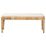 bali & pari Sofia Natural Rattan and Mahogany Wood Bench, Natural and Off-White (228-13094-HiT)~#|#~sp320555200_sc7
