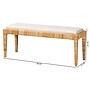 bali & pari Sofia Natural Rattan and Mahogany Wood Bench, Natural and Off-White (228-13094-HiT)~#|#~sp320555206_sc7