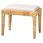 bali & pari Sofia Natural Rattan and Mahogany Wood Ottoman, Natural and Off-White (228-13093-HiT)~#|#~sp320556462_sc7