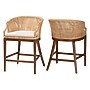 bali & pari Lumajang Bohemian Natural Rattan with back Counter Stool, Light Honey and White and Brown, 2/Set (251-2P-13761-HT)~#|#~sp320557683_sc7