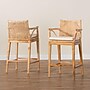 bali & pari Storsel Bohemian Natural Rattan and Wood with back Counter Stool, Natural, 2/Set (249-2P-13700-HT)~#|#~sp320557798_sc7