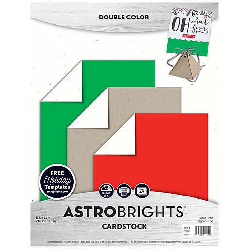 Astrobrights Colored Cardstock Holiday Edition, 8.5" x 11", 75 lb
