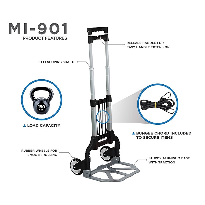 Mount-It! Folding Hand Truck and Dolly, 165 lbs., Silver/Black (MI