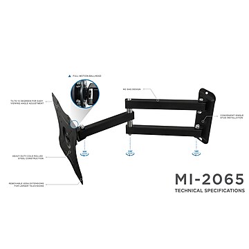 Mount-It! Full-Motion TV Wall Mount for 23" to 55" Flat Screens (MI-2065L)