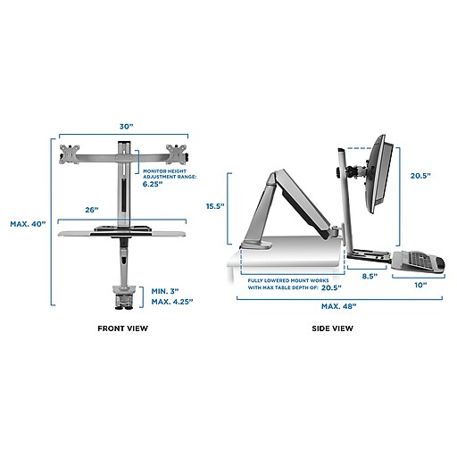 MountIt! Stand Up Workstation With Dual Monitor Mount Staples